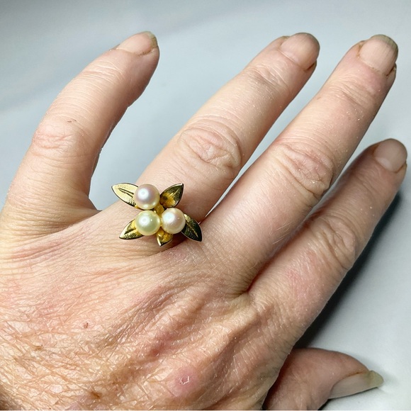 Vintage 14K GE Cultured Pearl Ring SZ 7.75 - Picture 6 of 6
